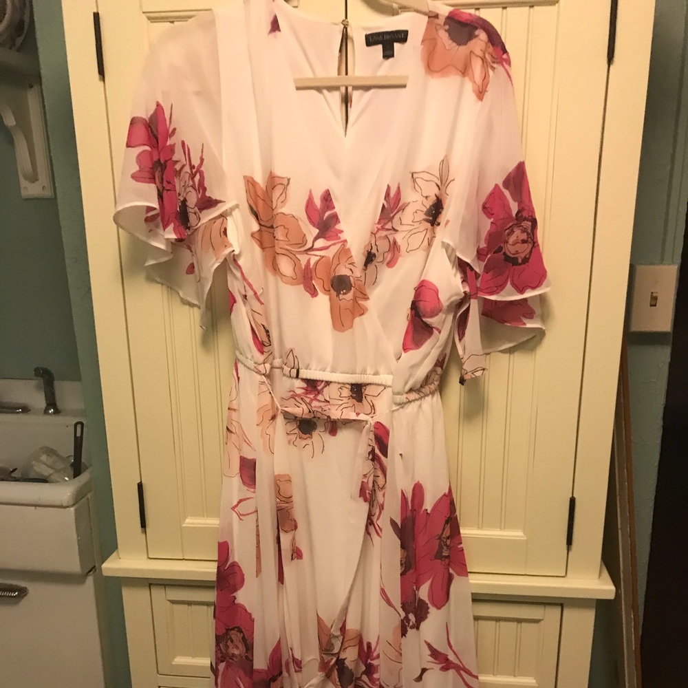 Pink and white Lane Bryant spring / summer dress